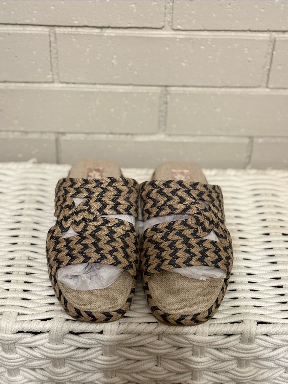 Band of Gypsies Braided Slide Mules in Black and Tan